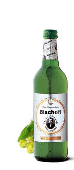 Keller Bierflasche mit Hopfen